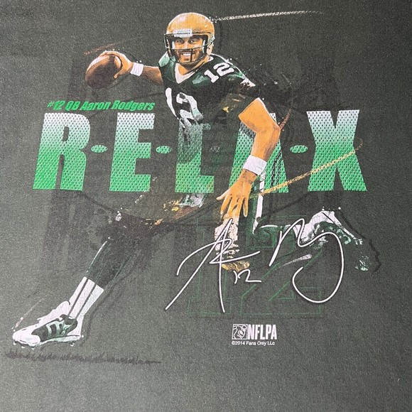 Aaron Rodgers RELAX Adult Green Bay Packers NFLPA Short Sleeve T-shirt Size XL - Picture 2 of 8